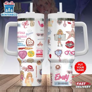 Custom Name Sabrina Carpenter Music Tumbler 40Oz Handle For Fans