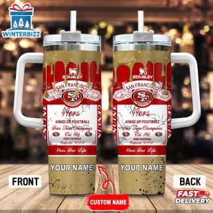 Custom Name San Francisco 49Ers NFL Kings Of Football Stainless Steel Tumbler 40Oz With Handle