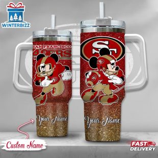 Custom Name San Francisco 49ers NFL Mickey Mouse Stainless Steel Tumbler 40Oz With Handle