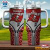 Custom Name Tampa Bay Buccaneers Leopard Stainless Steel Tumbler 40Oz With Handle