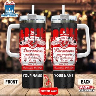 Custom Name Tampa Bay Buccaneers NFL Kings Of Football Stainless Steel Tumbler 40Oz With Handle