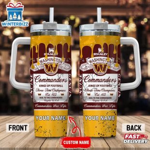 Custom Name Washington Commanders NFL Kings Of Football Stainless Steel Tumbler 40Oz With Handle