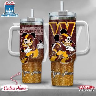 Custom Name Washington Commanders NFL Mickey Mouse Stainless Steel Tumbler 40Oz With Handle