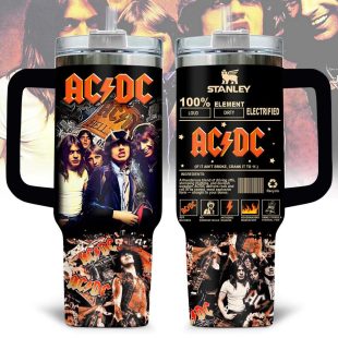 ACDC Music Pattern Tumbler 40Oz Handle For Fan