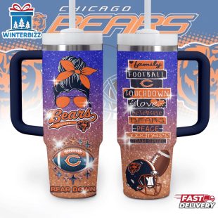 Chicago Bears NFL Tumbler 40Oz Handle Gift For Fans