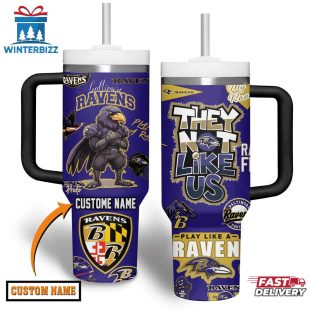 Custom Name Baltimore Ravens NFL Team Tumbler 40Oz Handle Gift For Fans