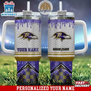 Custom Name Baltimore Ravens Tumbler 40Oz With Handle Gifts For Fan