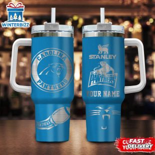 Custom Name Carolina Panthers Nfl Tumbler 40Oz Handle Gift For Fans
