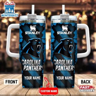 Custom Name Carolina Panthers NFL Tumbler 40Oz Handle Gift For Fans