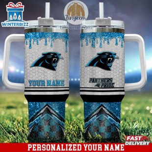 Custom Name Carolina Panthers Tumbler 40Oz With Handle Gifts For Fan