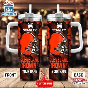 Custom Name Cleveland Browns Tumbler 40Oz Handle Gift For Fans