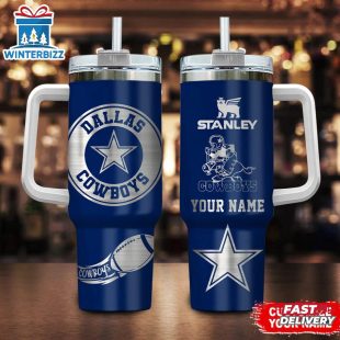 Custom Name Dallas Cowboys Nfl Tumbler 40Oz Handle Gift For Fans