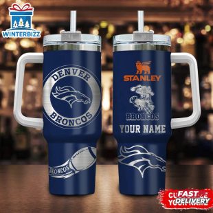 Custom Name Denver Broncos Nfl Tumbler 40Oz Handle Gift For Fans