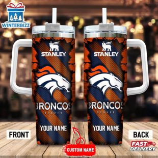 Custom Name Denver Broncos Tumbler 40Oz Handle Gift For Fans