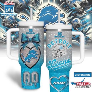 Custom Name Detroit Lions NFL Sports Tumbler 40Oz Handle Gift For Fans