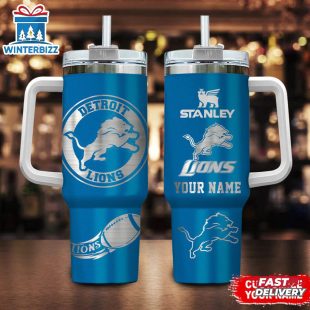 Custom Name Detroit Lions Nfl Tumbler 40Oz Handle Gift For Fans
