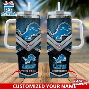 Custom Name Detroit Lions Tumbler 40Oz With Handle For Fan