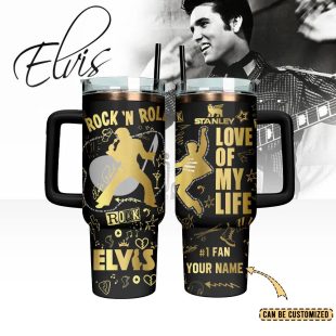 Custom Name Elvis Presley Music Tumbler 40Oz Handle For Fans