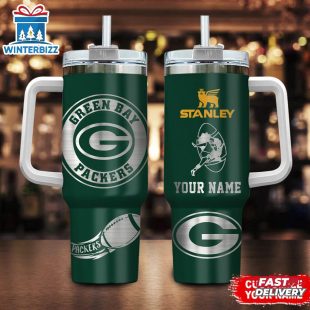 Custom Name Green Bay Packers Nfl Tumbler 40Oz Handle Gift For Fans