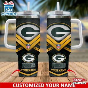 Custom Name Green Bay Packers Tumbler 40Oz With Handle For Fan