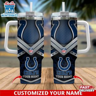 Custom Name Indianapolis Colts Tumbler 40Oz With Handle For Fan