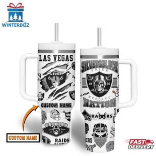 Custom Name Las Vegas Raiders NFL Tumbler 40Oz Handle Gift For Fans