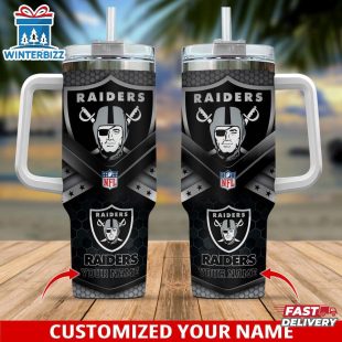 Custom Name Las Vegas Raiders Tumbler 40Oz With Handle For Fan