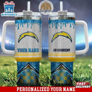 Custom Name Los Angeles Chargers Tumbler 40Oz With Handle Gifts For Fan