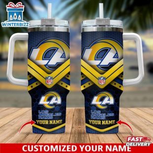 Custom Name Los Angeles Rams Tumbler 40Oz With Handle For Fan