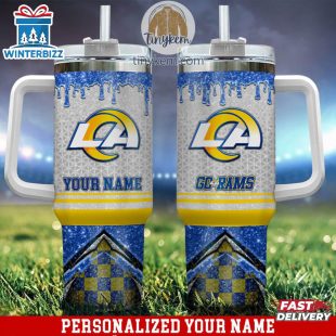 Custom Name Los Angeles Rams Tumbler 40Oz With Handle Gifts For Fan