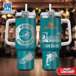Custom Name Miami Dolphins Nfl Tumbler 40Oz Handle Gift For Fans