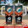Custom Name Miami Dolphins Tumbler 40Oz With Handle For Fan