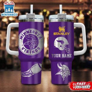 Custom Name Minnesota Vikings Nfl Tumbler 40Oz Handle Gift For Fans
