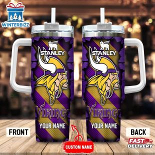 Custom Name Minnesota Vikings Tumbler 40Oz Handle Gift For Fans