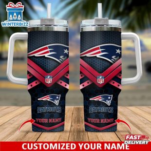 Custom Name New England Patriots Tumbler 40Oz With Handle For Fan
