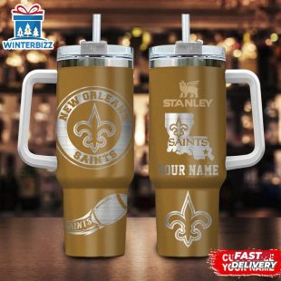 Custom Name New Orleans Saints Nfl Tumbler 40Oz Handle Gift For Fans