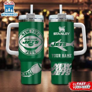 Custom Name New York Jets Nfl Tumbler 40Oz Handle Gift For Fans