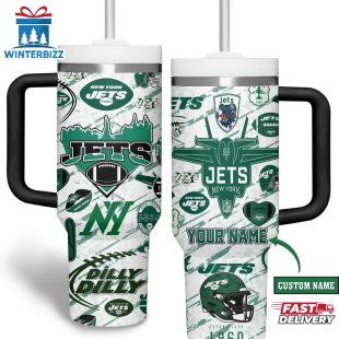Custom Name New York Jets NFL Tumbler 40Oz Handle Gift For Fans