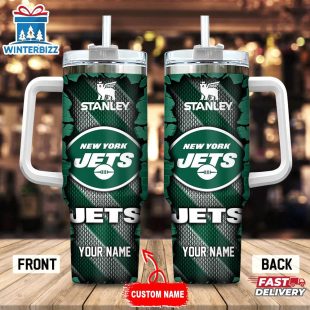 Custom Name New York Jets Tumbler 40Oz Handle Gift For Fans