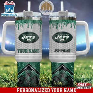 Custom Name New York Jets Tumbler 40Oz With Handle Gifts For Fan