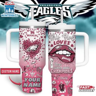 Custom Name Philadelphia Eagles NFL Tumbler 40Oz Handle Gift For Fans