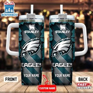 Custom Name Philadelphia Eagles Team Tumbler 40Oz Handle Gift For Fans