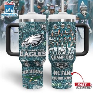 Custom Name Philadelphia Eagles Tumbler 40Oz Handle Gift For Fans