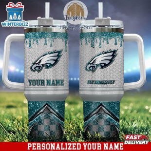 Custom Name Philadelphia Eagles Tumbler 40Oz With Handle Gifts For Fan