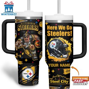 Custom Name Pittsburgh Steelers NFL Tumbler 40Oz Handle Gift For Fans