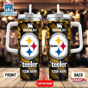 Custom Name Pittsburgh Steelers Team Tumbler 40Oz Handle Gift For Fans