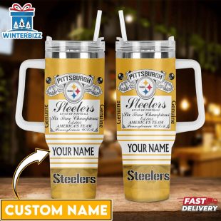 Custom Name Pittsburgh Steelers Tumbler 40Oz Handle Gift For Fans