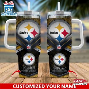Custom Name Pittsburgh Steelers Tumbler 40Oz With Handle For Fan
