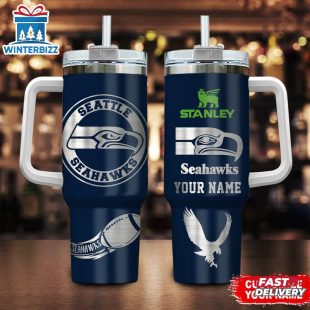 Custom Name Seattle Seahawks Nfl Tumbler 40Oz Handle Gift For Fans