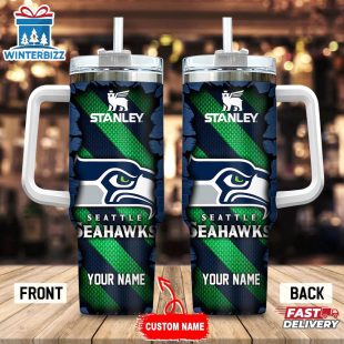 Custom Name Seattle Seahawks Tumbler 40Oz Handle Gift For Fans